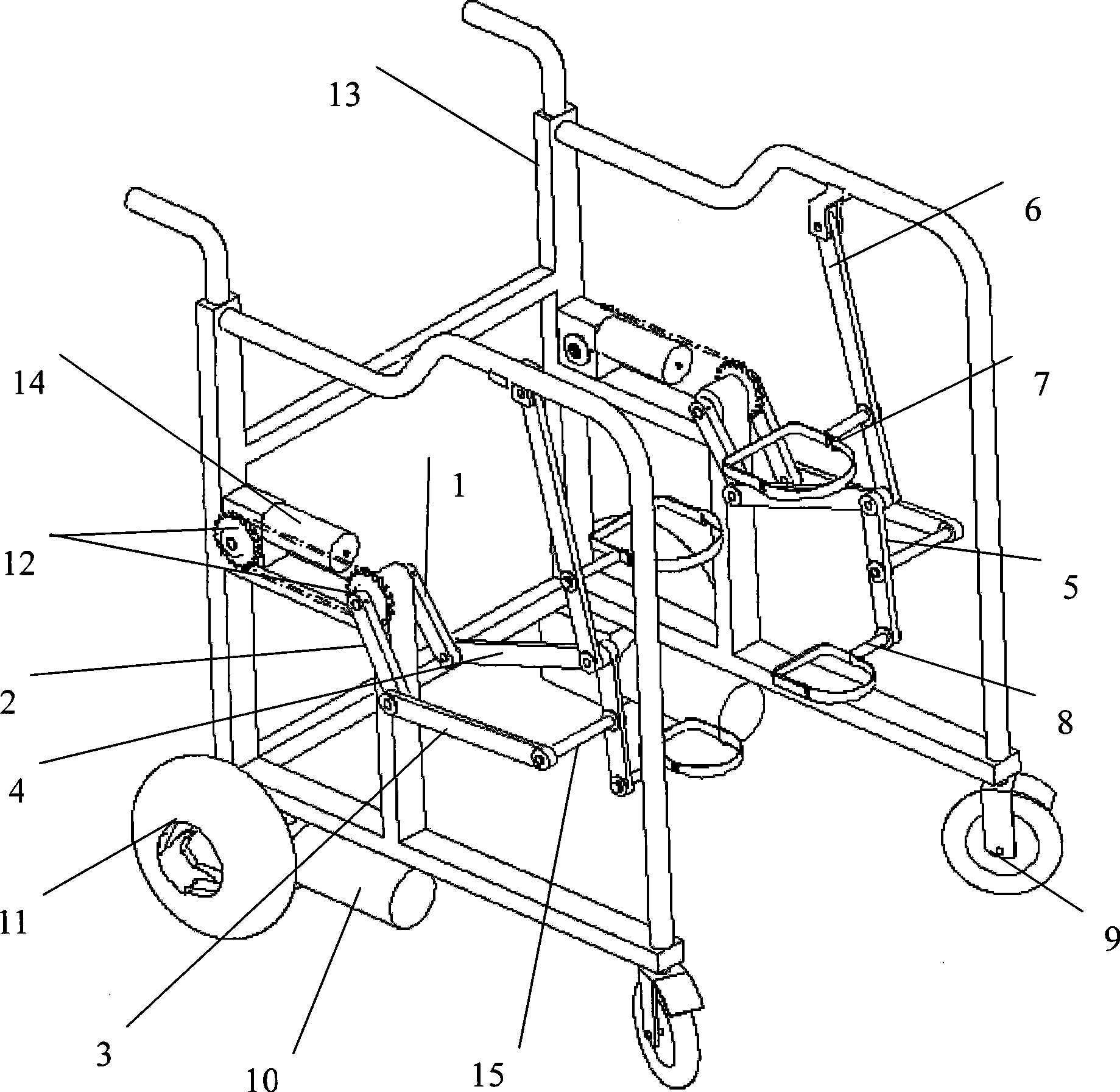 Six-lever apery gait power-assistant running mechanism