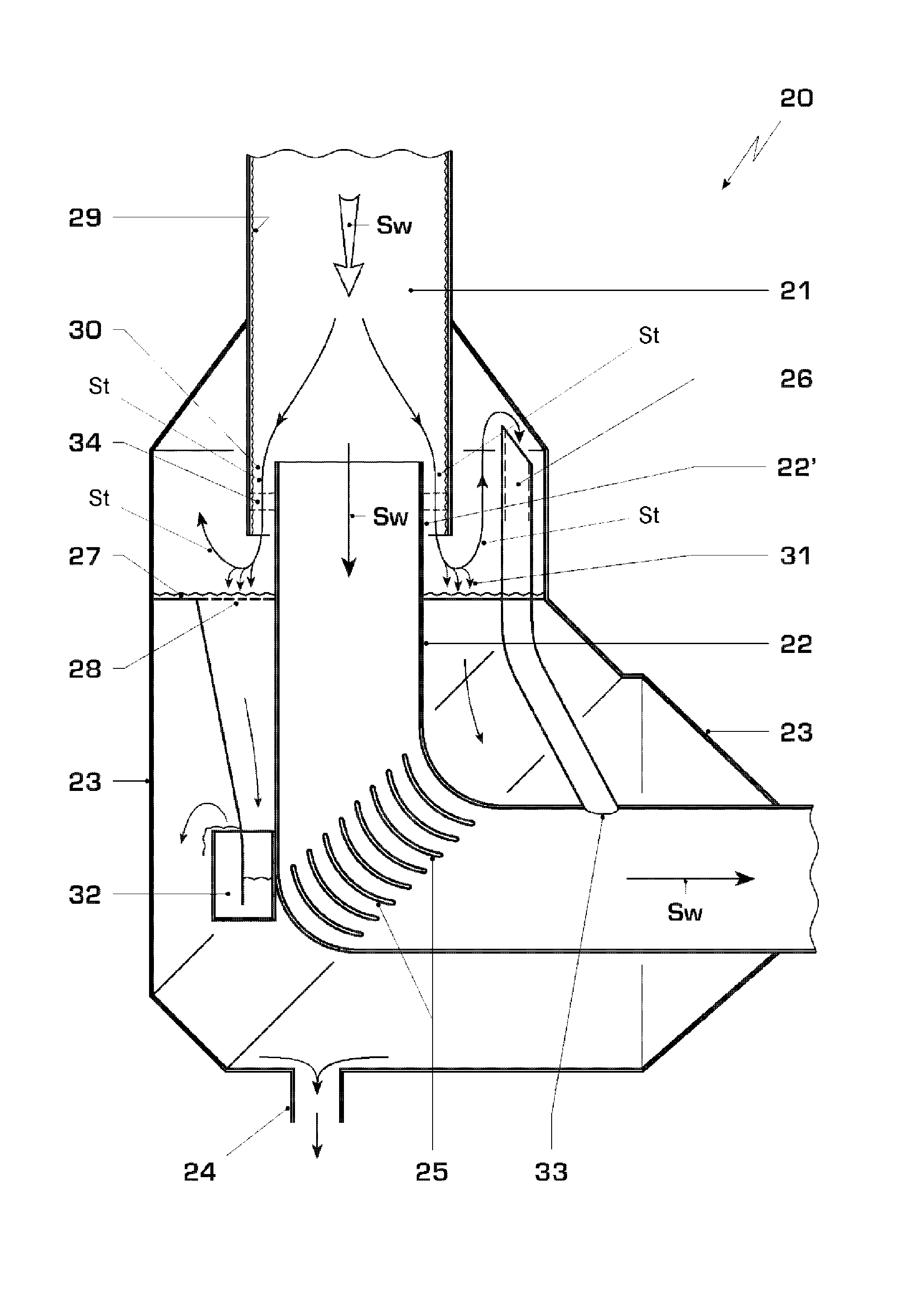 Water separator for a steam turbine plant