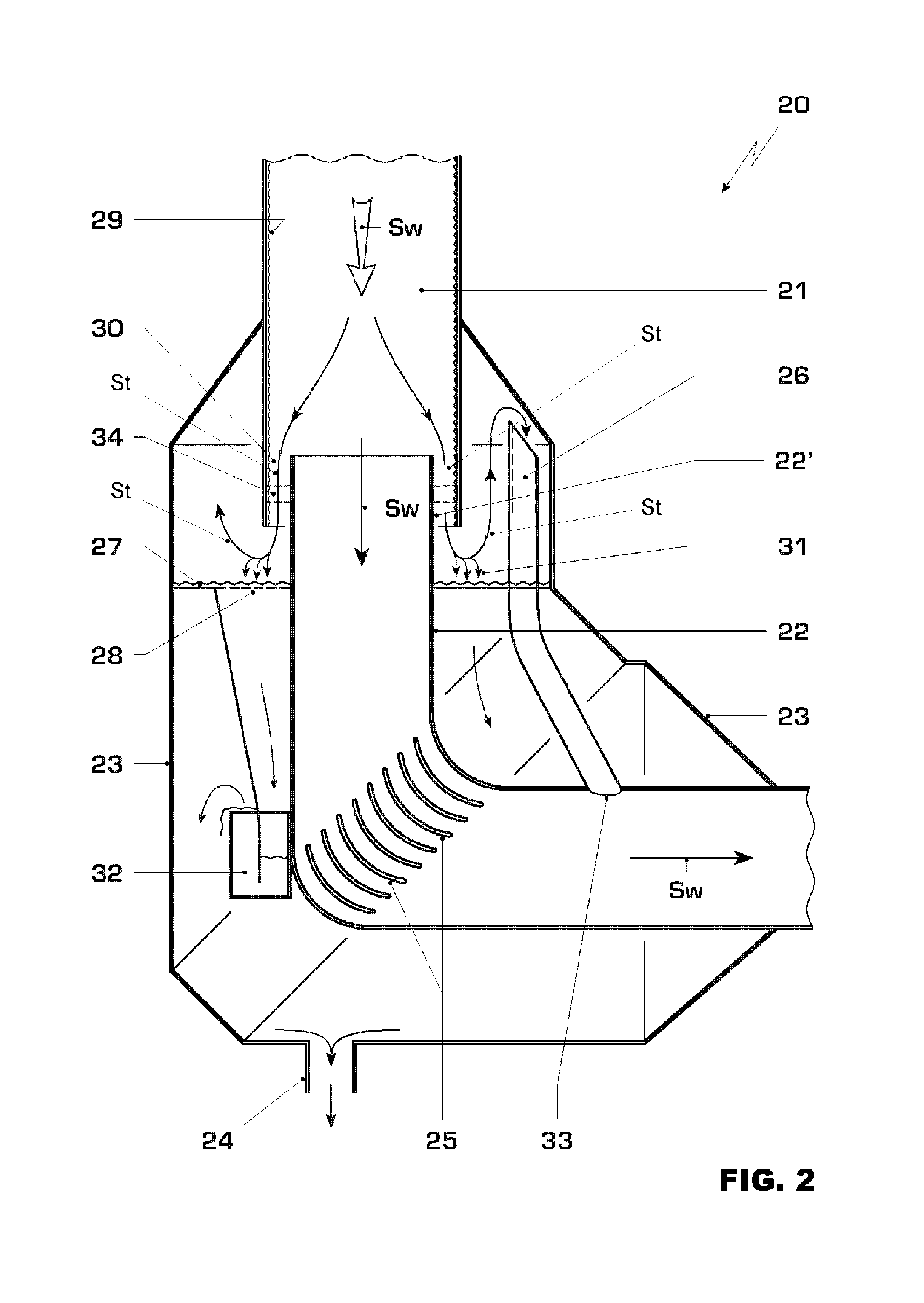 Water separator for a steam turbine plant