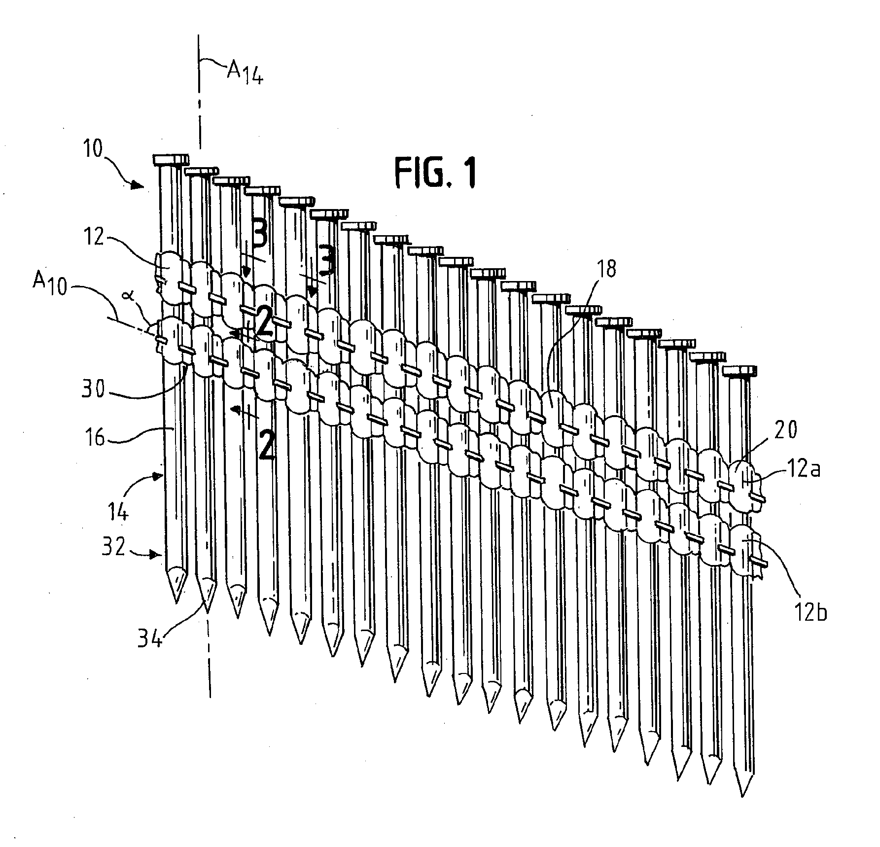 Debris-free plastic collating strip for nails