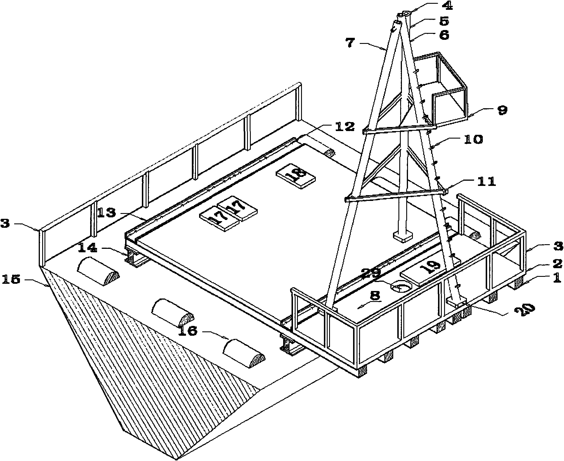 Unilateral cantilever type water survey platform system