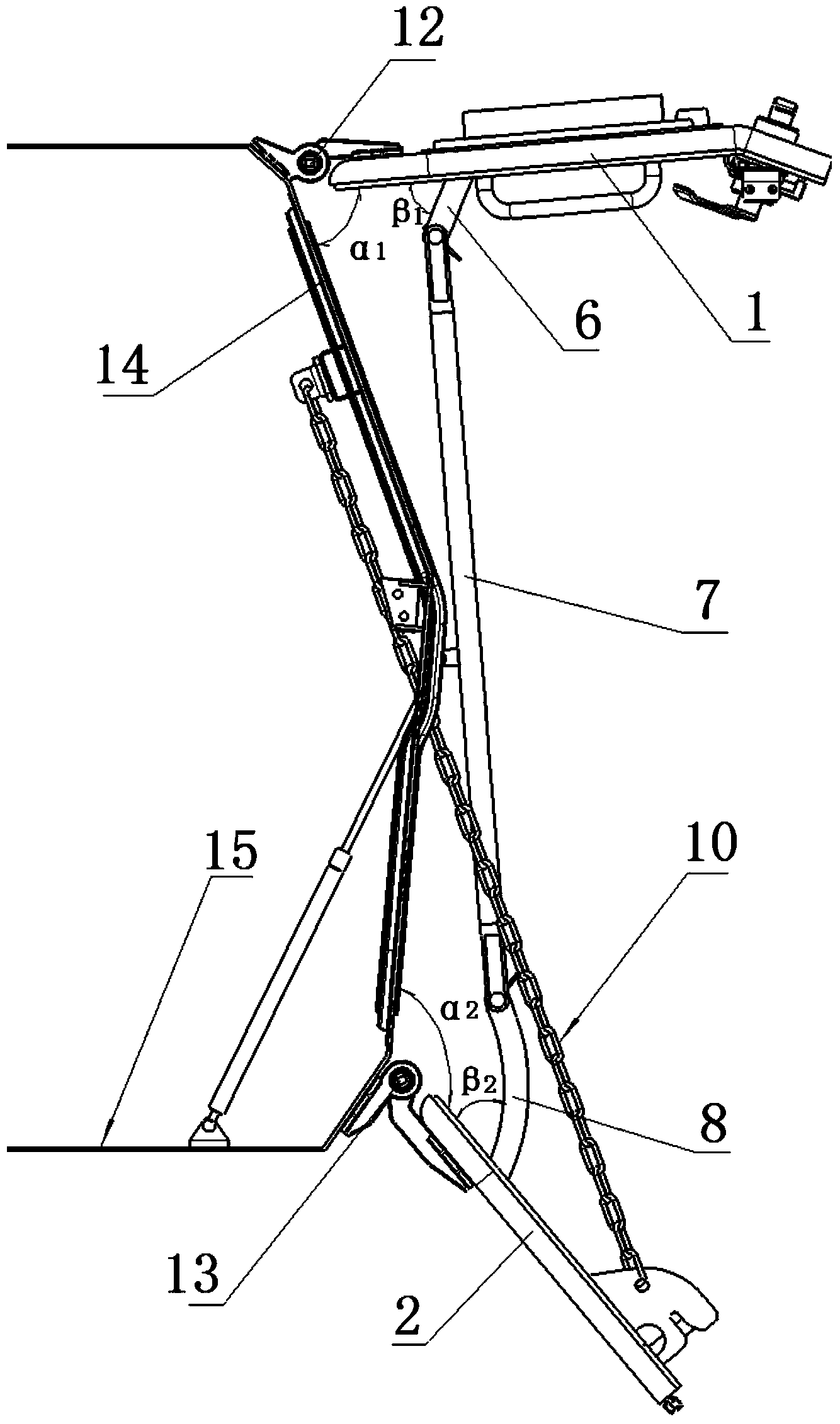 Two-segment linkage automobile door with upper portion and lower portion in side by side connection