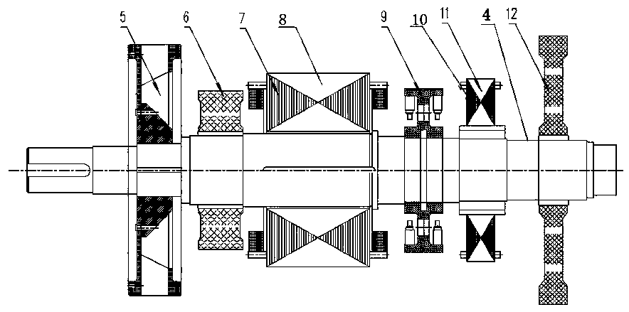 Distributed-type inertial brushless excitation synchronous power generator