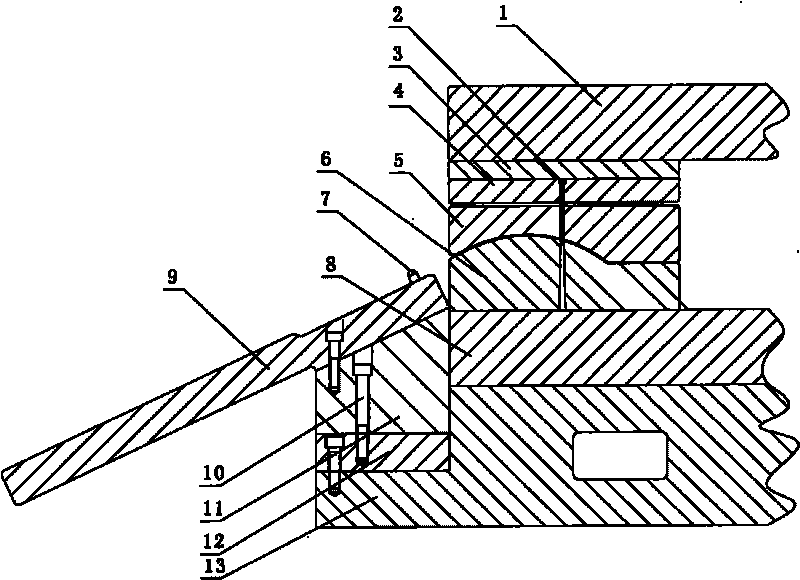 Method for punching arc-shaped surface or inclined surface of television rear shell and punching die