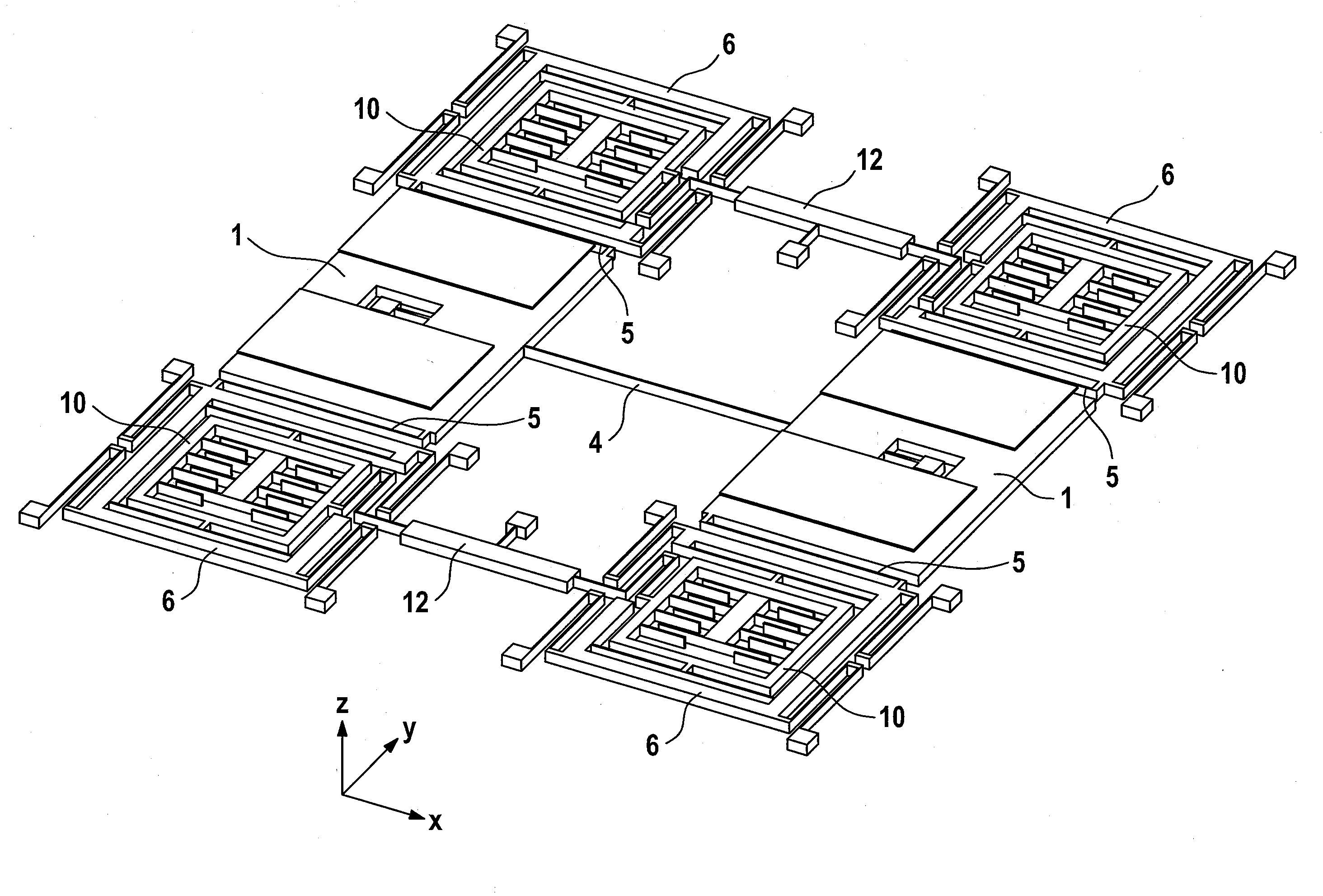 Double-axle, shock-resistant rotation rate sensor with linear and rotary seismic elements