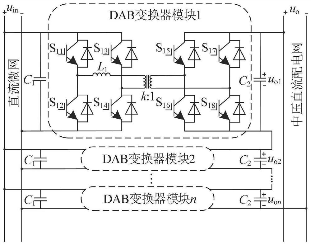 Input-parallel output-series dual-active bridge converter and control method thereof