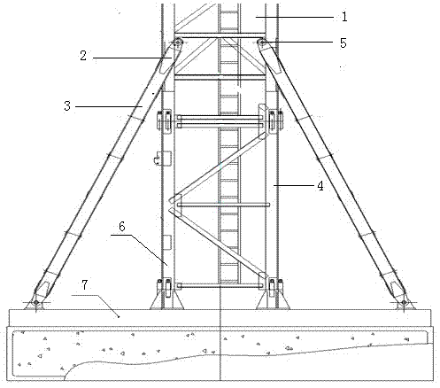 Inserted chassis diagonal-brace structure of tower crane