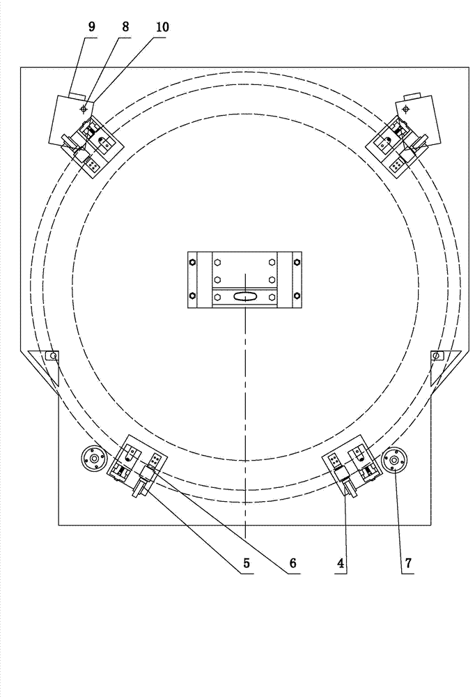 Processing working table of guide vane shaft hole of inner and outer water distribution rings of turbine