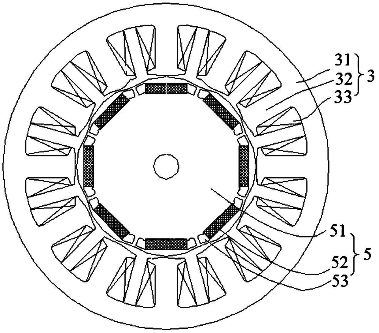 Combined structure of stator and rotor