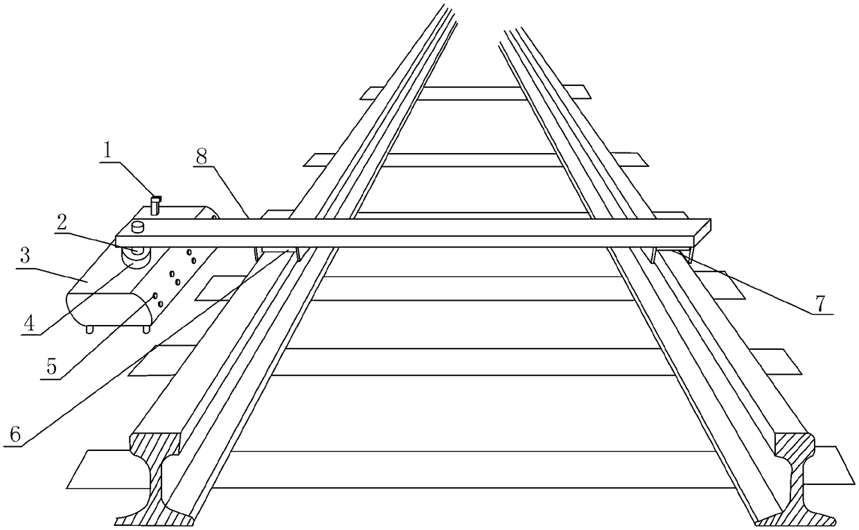 Steel rail wearing detecting device