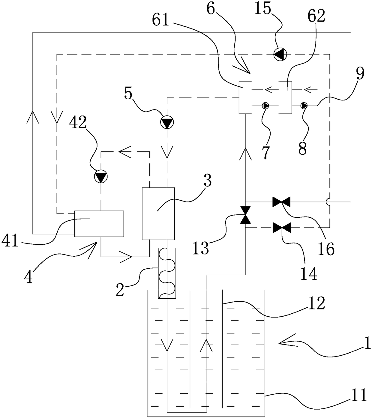 Closed-circulation type heat exchange amount increasing system device for mid-deep layer ground source well