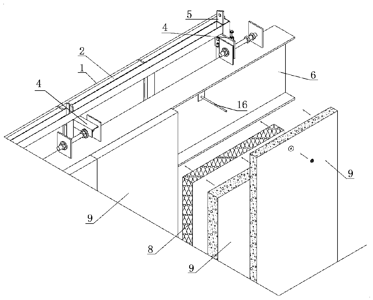 Steel-structured prefabricated building unit composite wall and assembly method thereof
