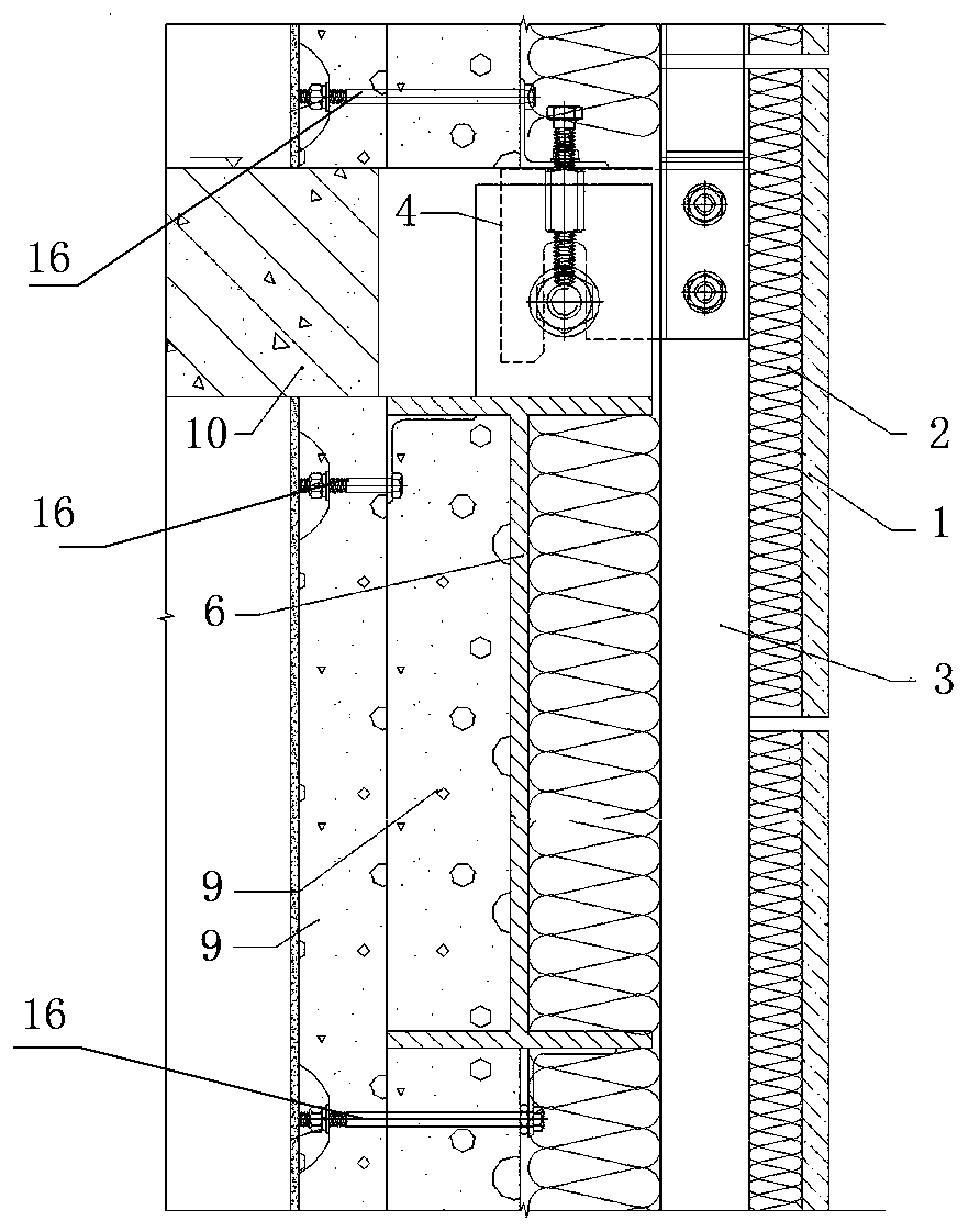 Steel-structured prefabricated building unit composite wall and assembly method thereof