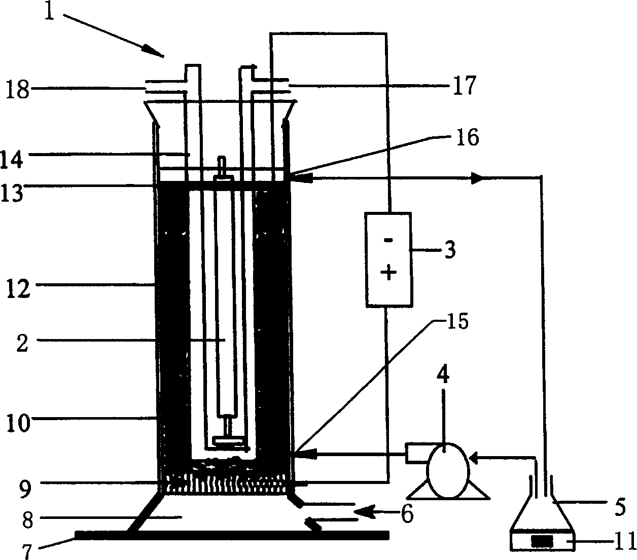Continuous circular flow-type optoelectric catalytic fixed bed reactor with 3D electrodes and its organic sewage treating method
