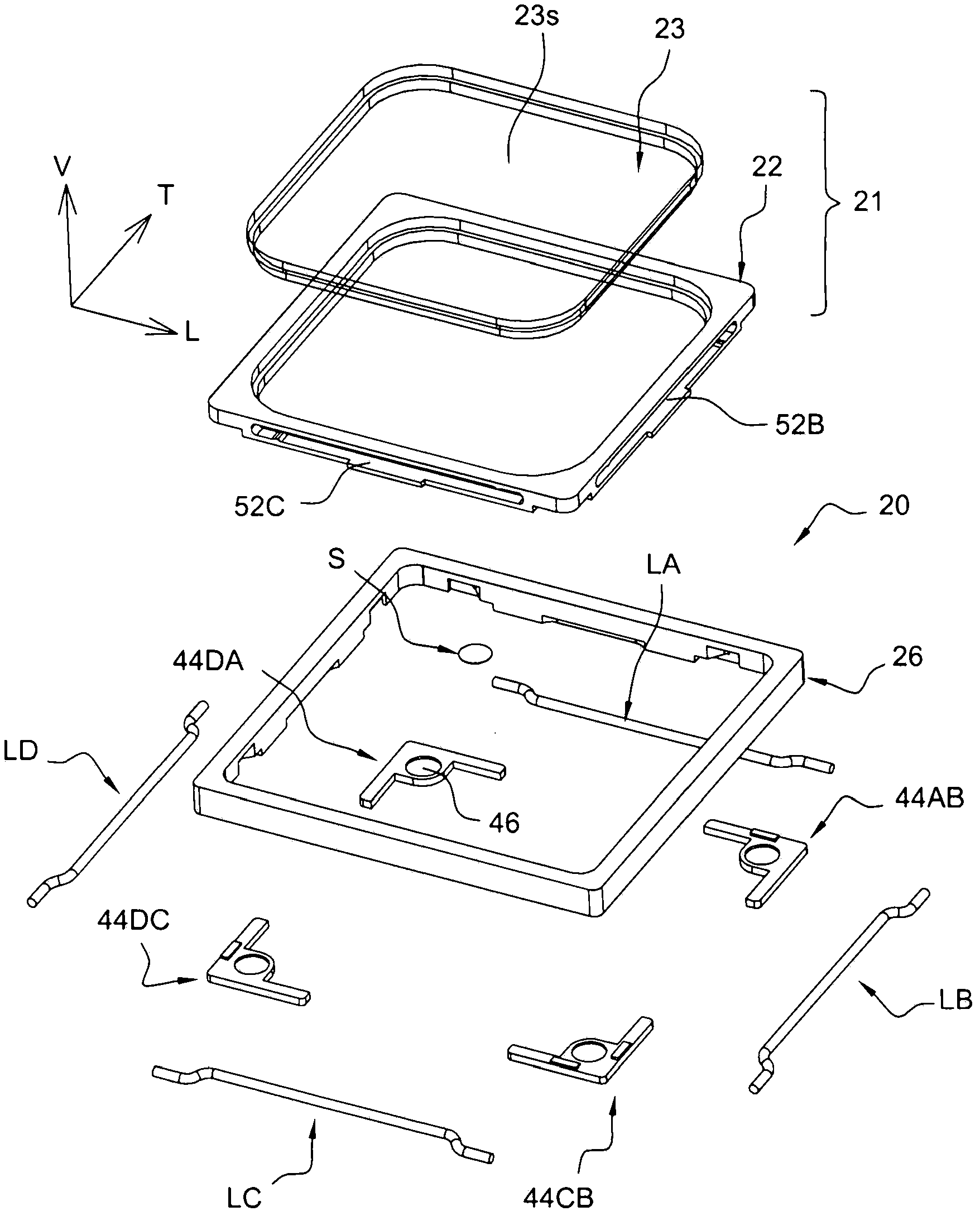 Control device comprising a movable upper panel for actuating a switching breaker