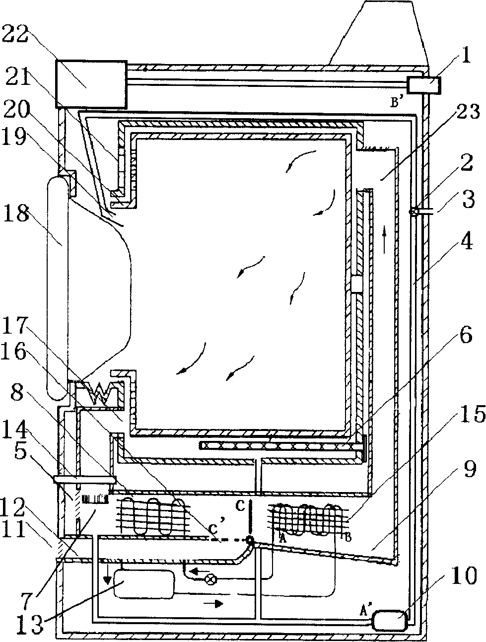 Air outlet structure of air conditioner of heat pump laundry dryer