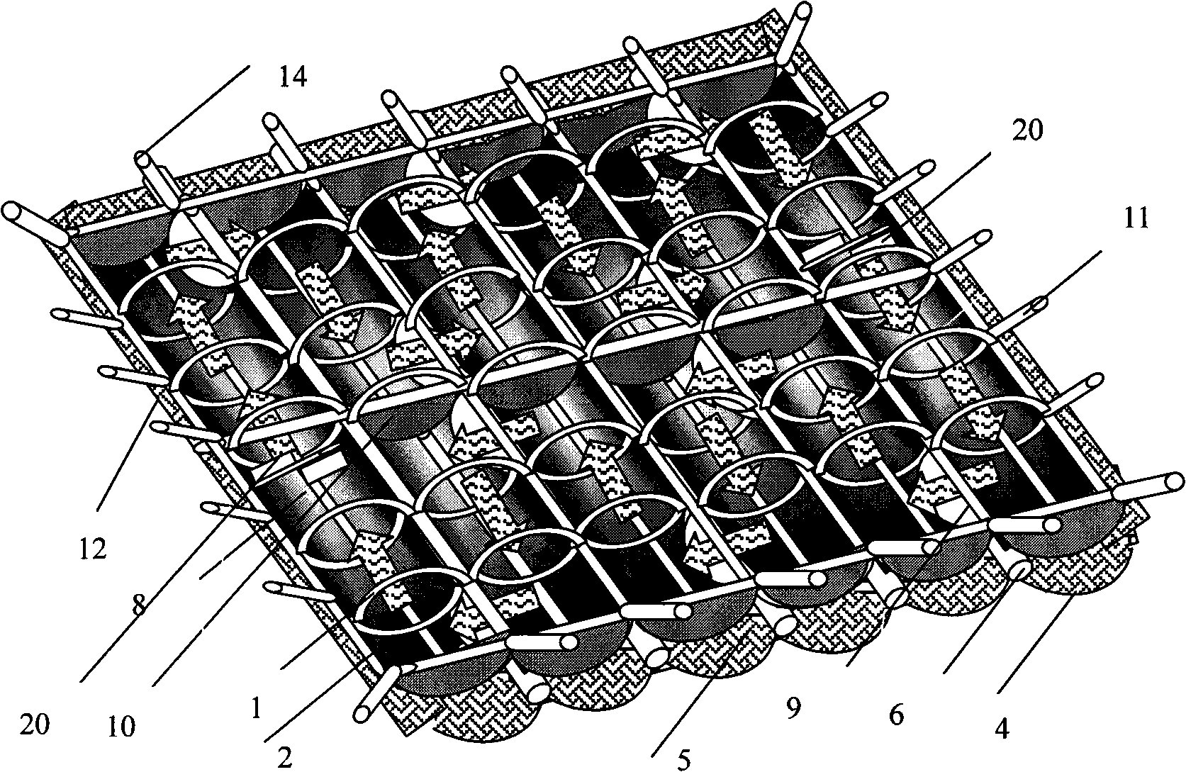 Device floating on water and used for culture engineering facilities and construction method thereof