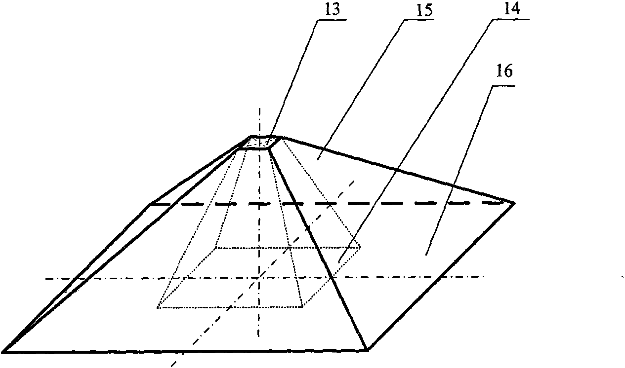 Optical precision tracking detector based on double pyramidal rectangular pyramids