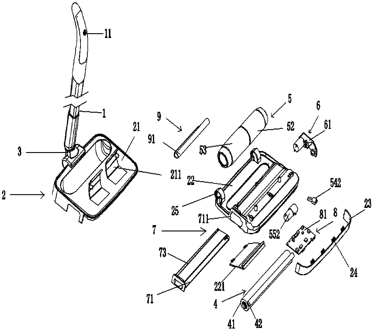 Handheld mopping sweeping structure