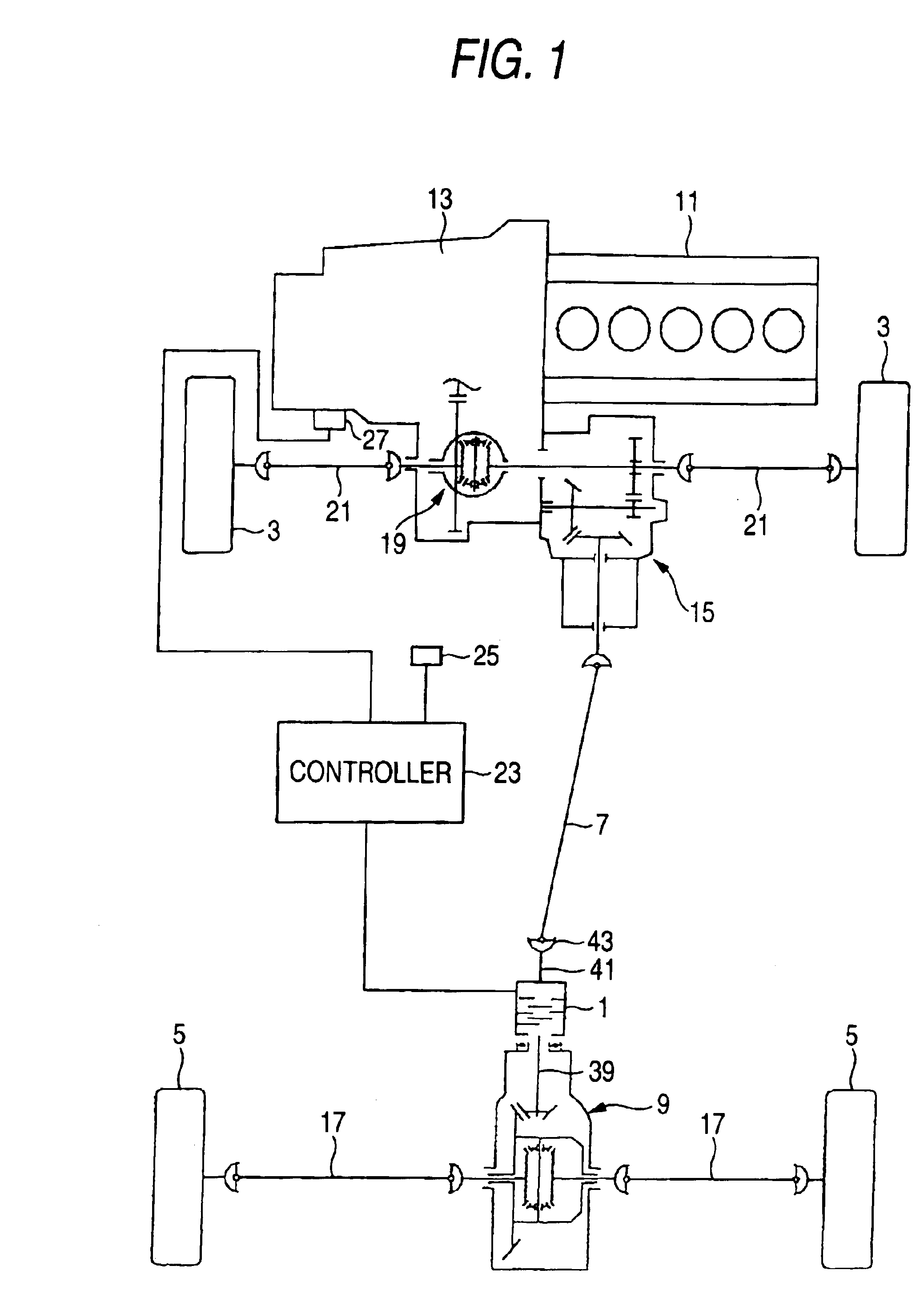 Power transfer apparatus of four-wheel drive vehicle and device for controlling torque