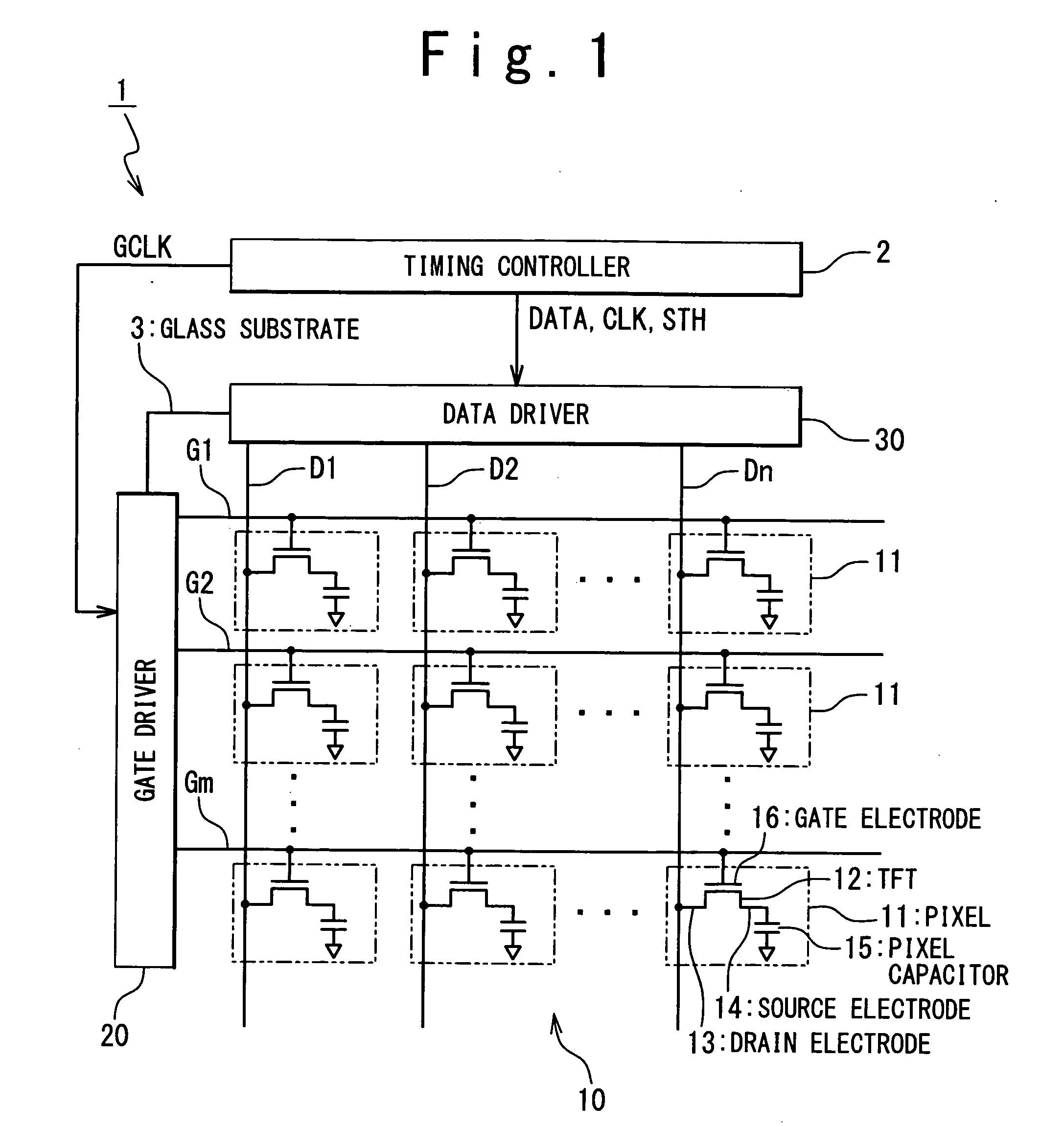 Data driver for display device, test method and probe card for data driver