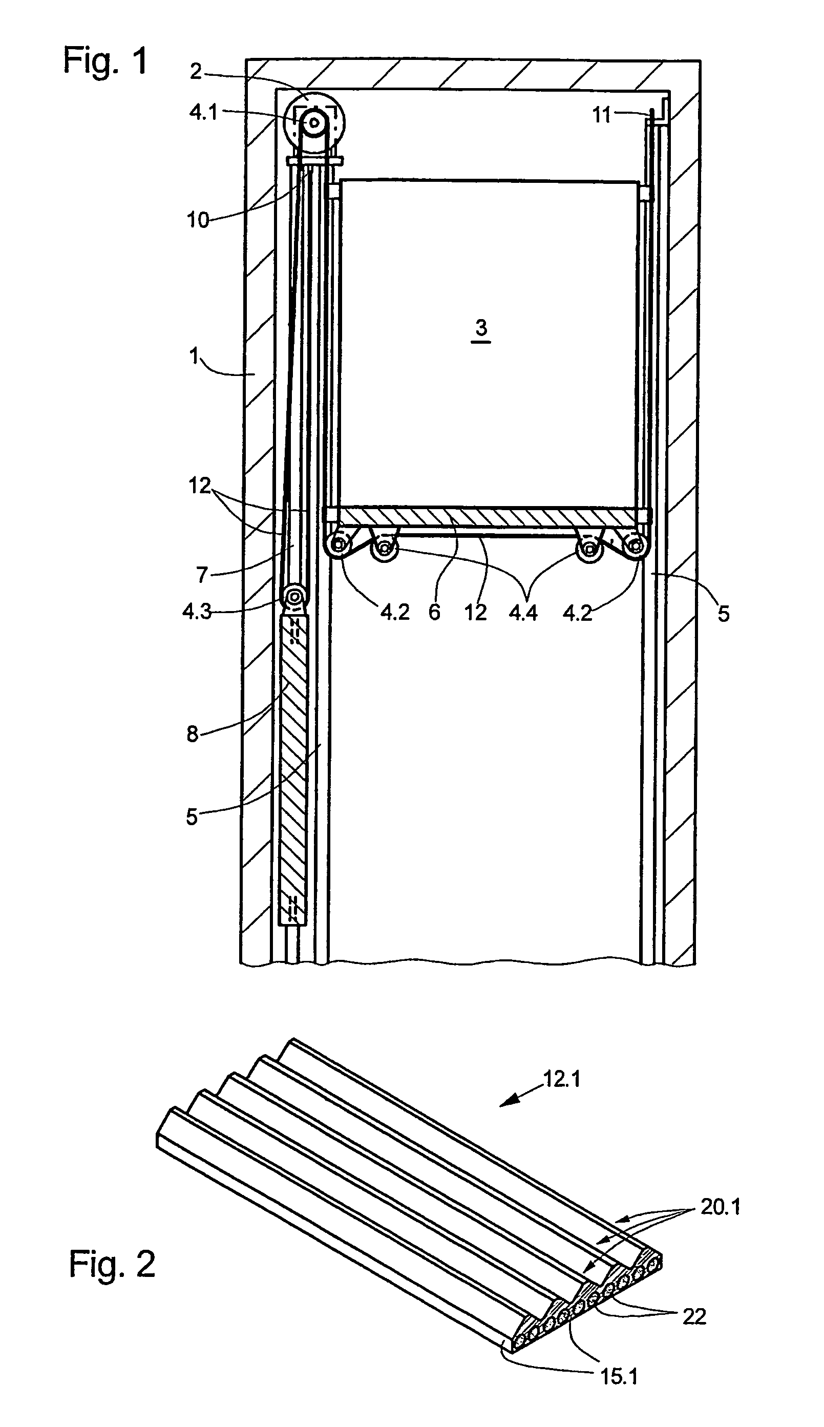 Elevator system having a flat belt with wedge-shaped ribs