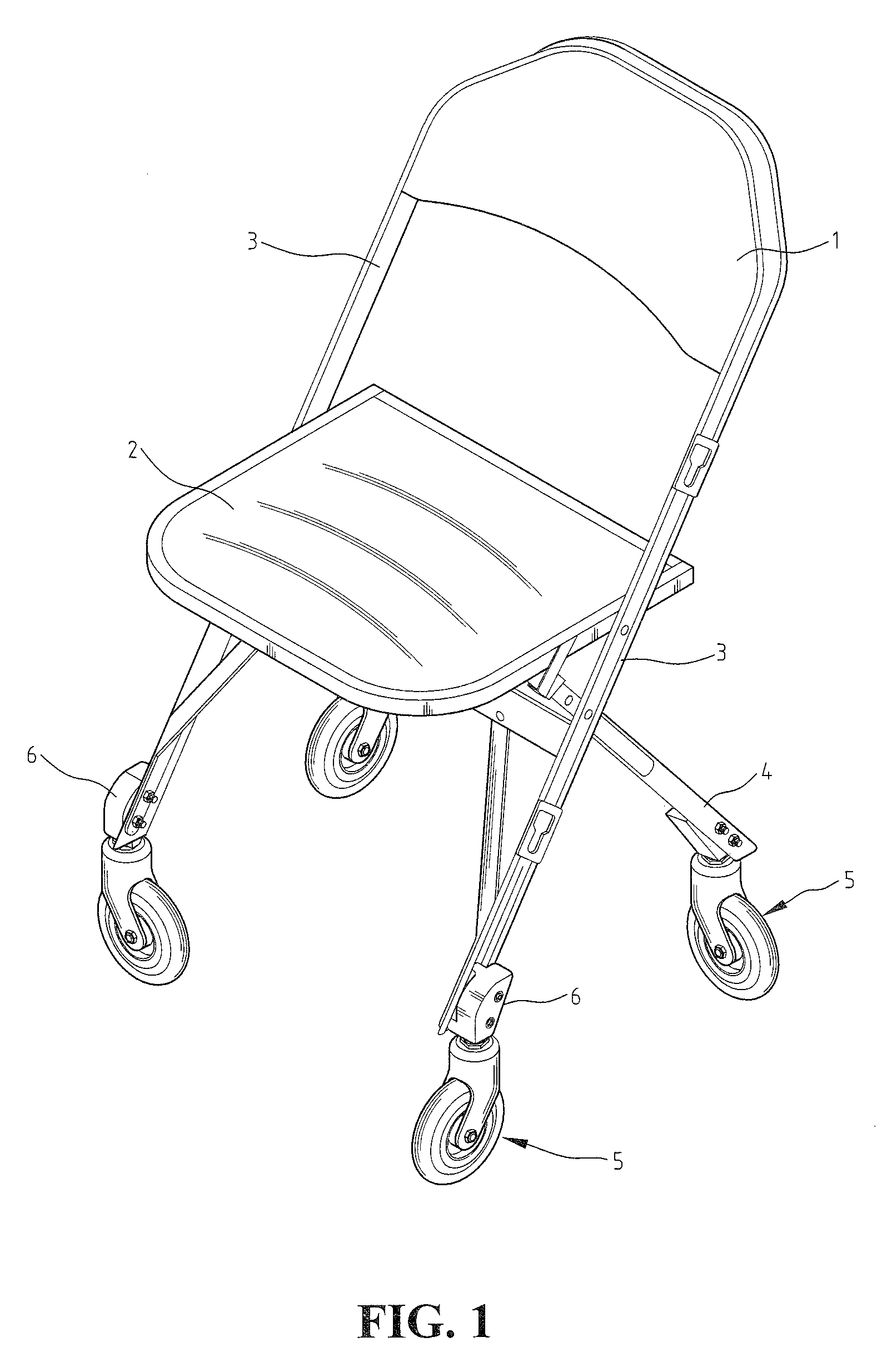 Folding chair with wheels