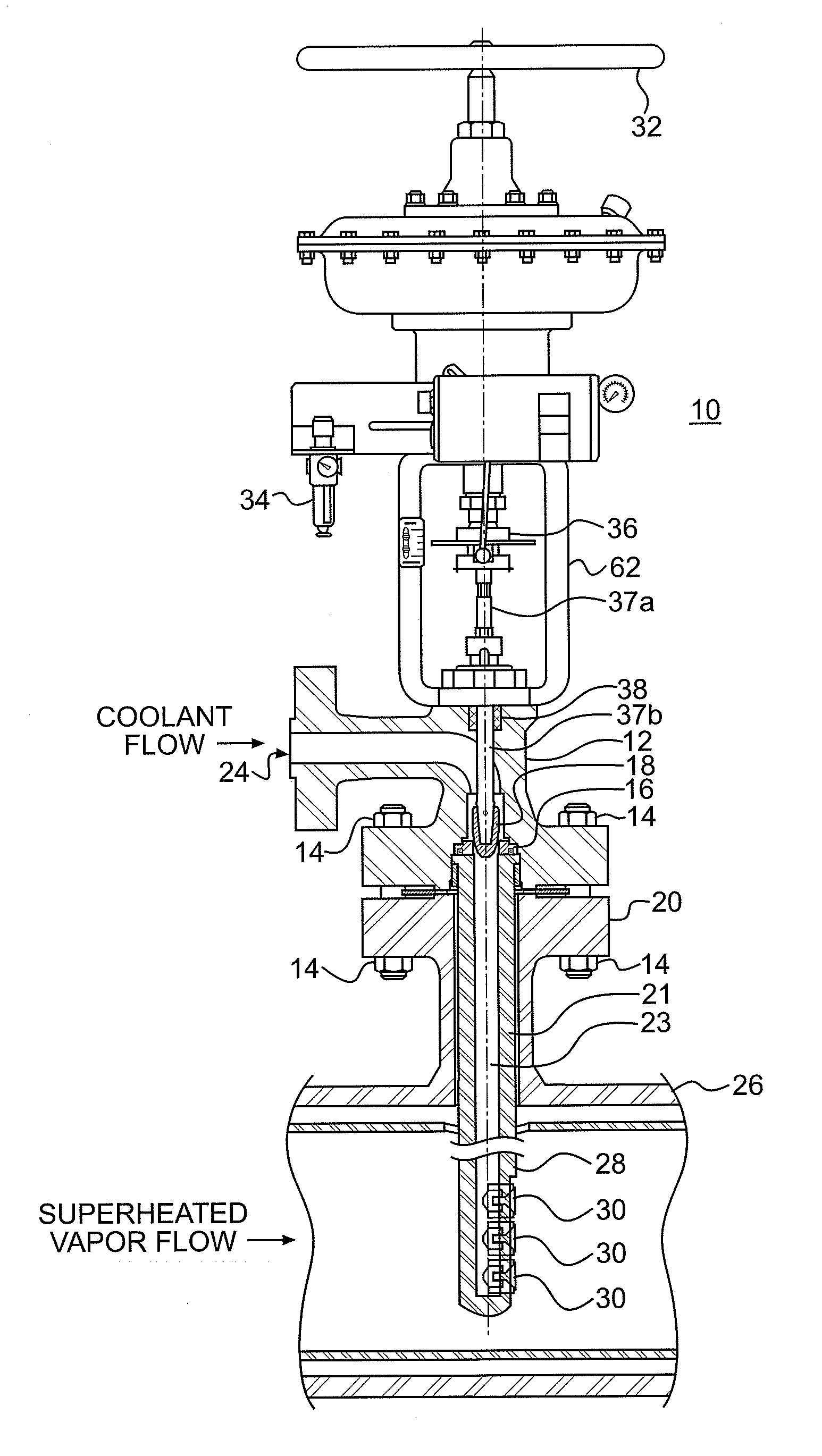 Atomizing desuperheater shutoff apparatus and method