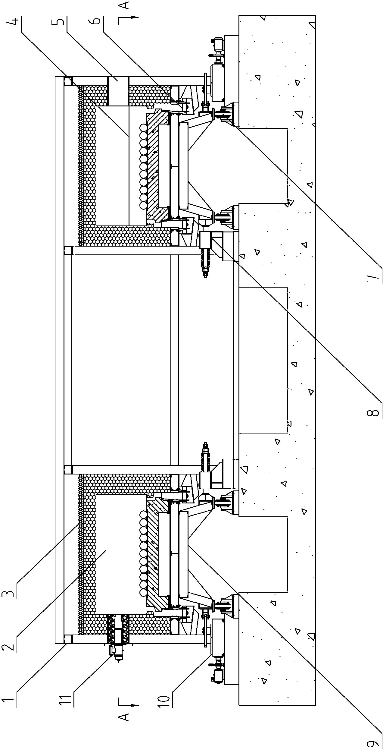 Annular heating furnace with rotary furnace bottom