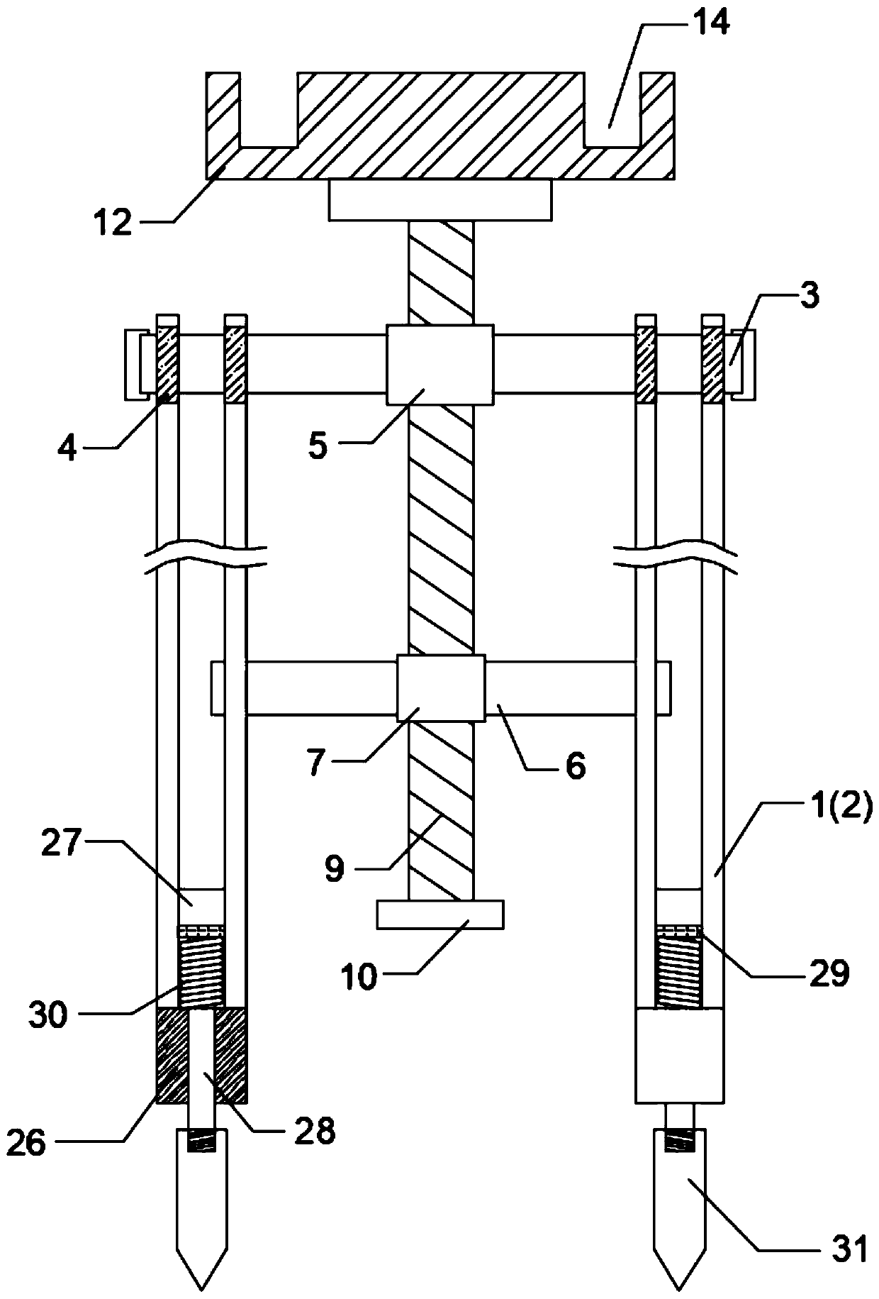 A stable and precisely regulated auxiliary device for surveying and mapping instruments