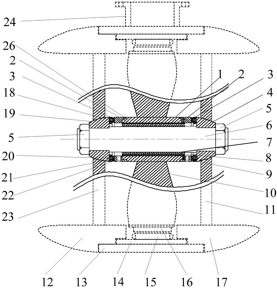 Integrated water lubrication bearing for thruster with hub flange