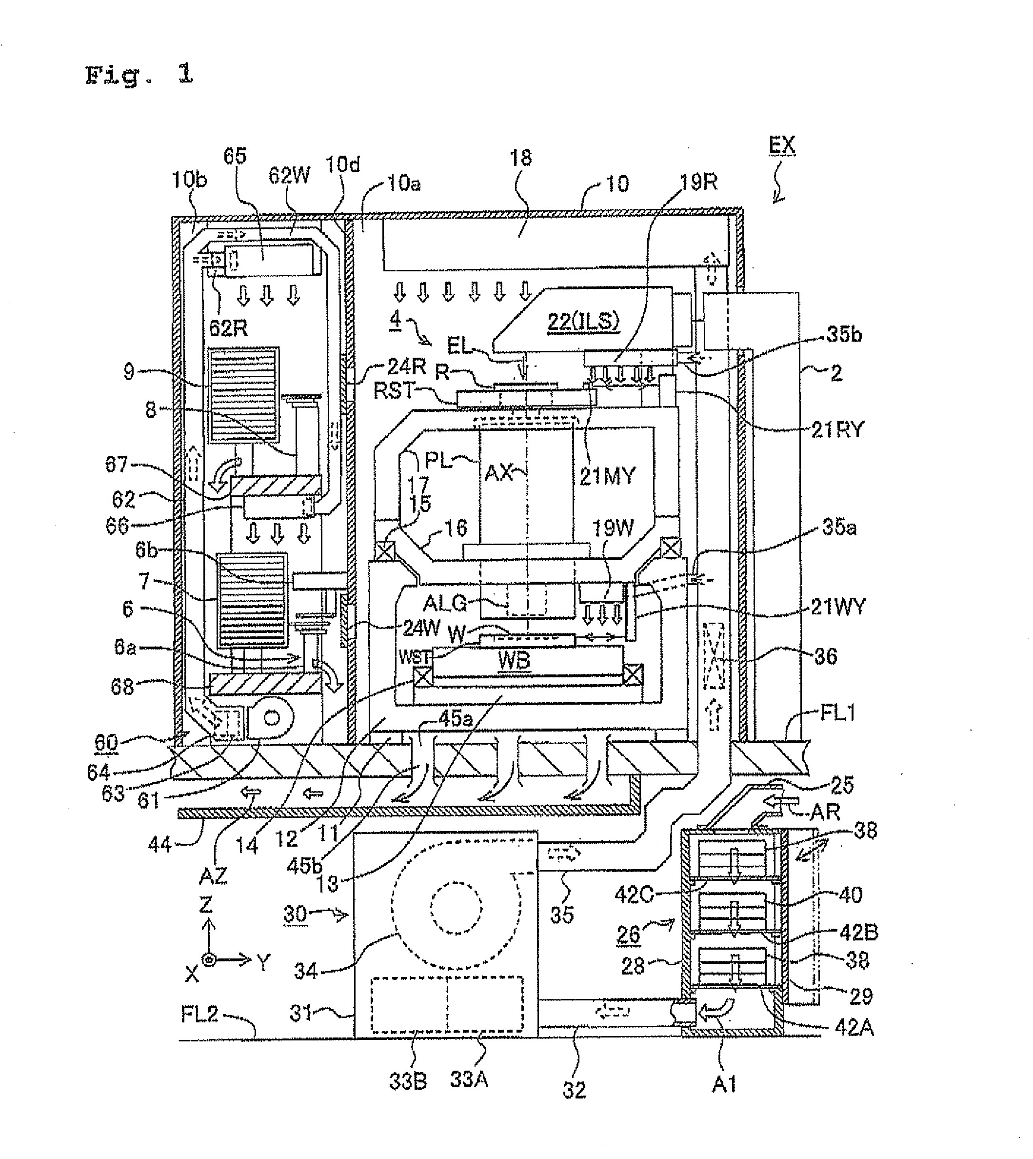 Filter apparatus, filter accommodating method, exposure apparatus and method for producing device