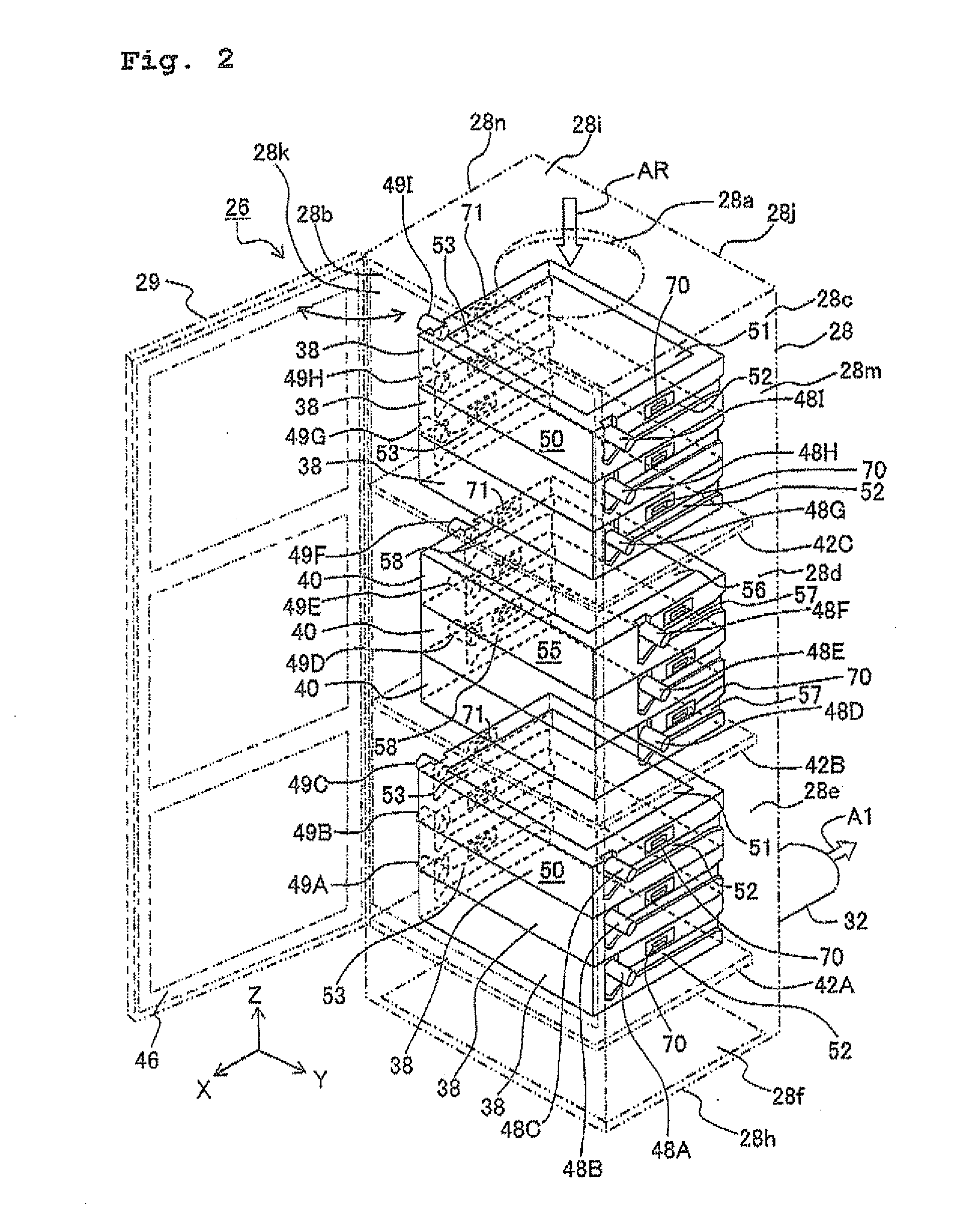 Filter apparatus, filter accommodating method, exposure apparatus and method for producing device