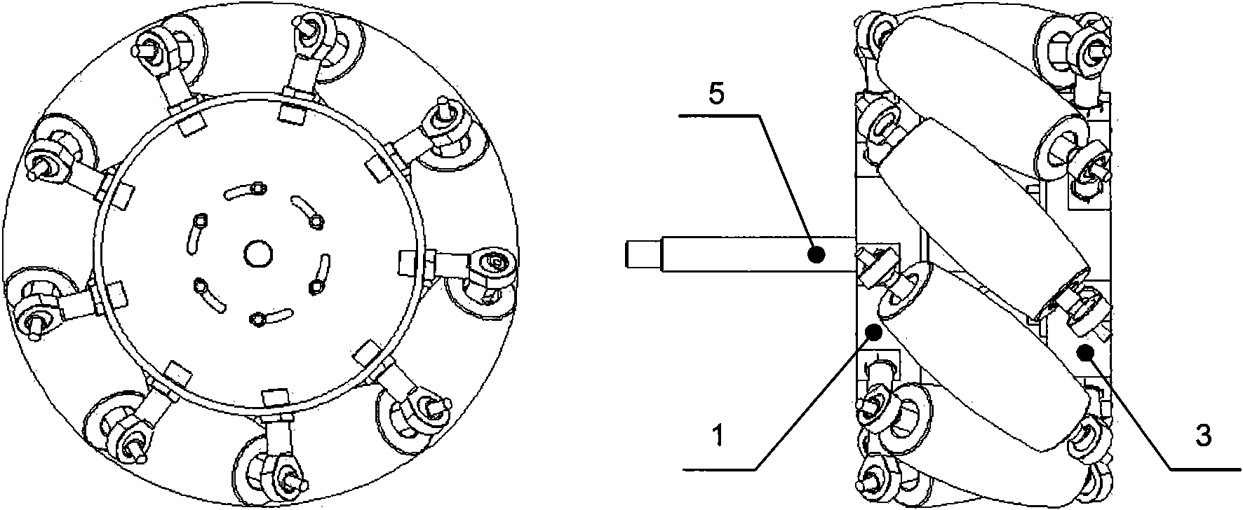Omnidirectional wheel with simplified manufacturing technique