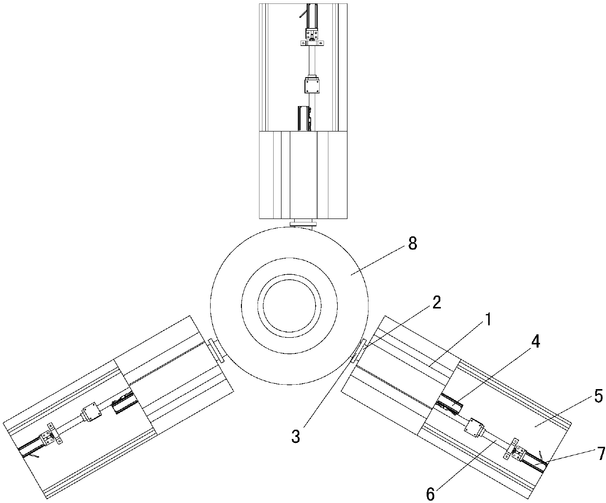 Three-point positioning rotation platform for track wheel measurement supporting