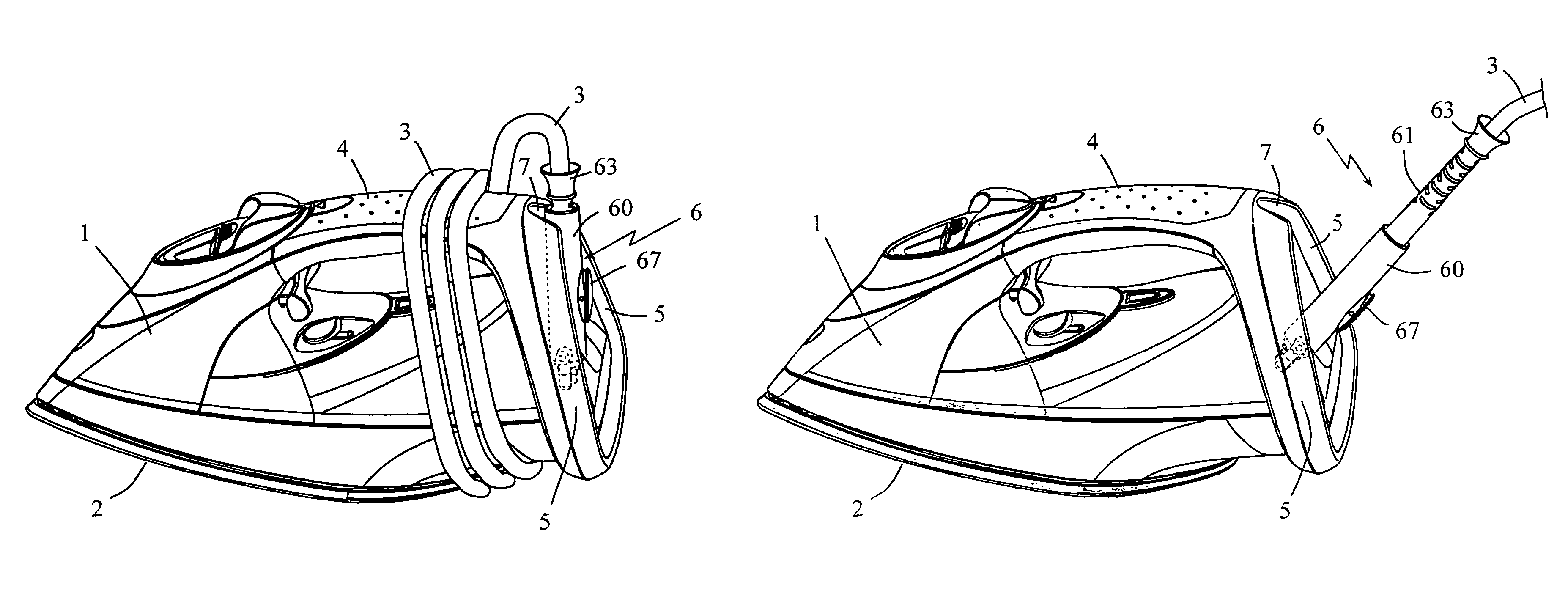 Pressing iron having an improved cord guide device