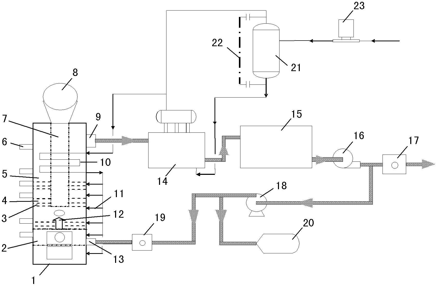 Method for self-heating pyrolysis gasification of biomass by gas backflow combustion
