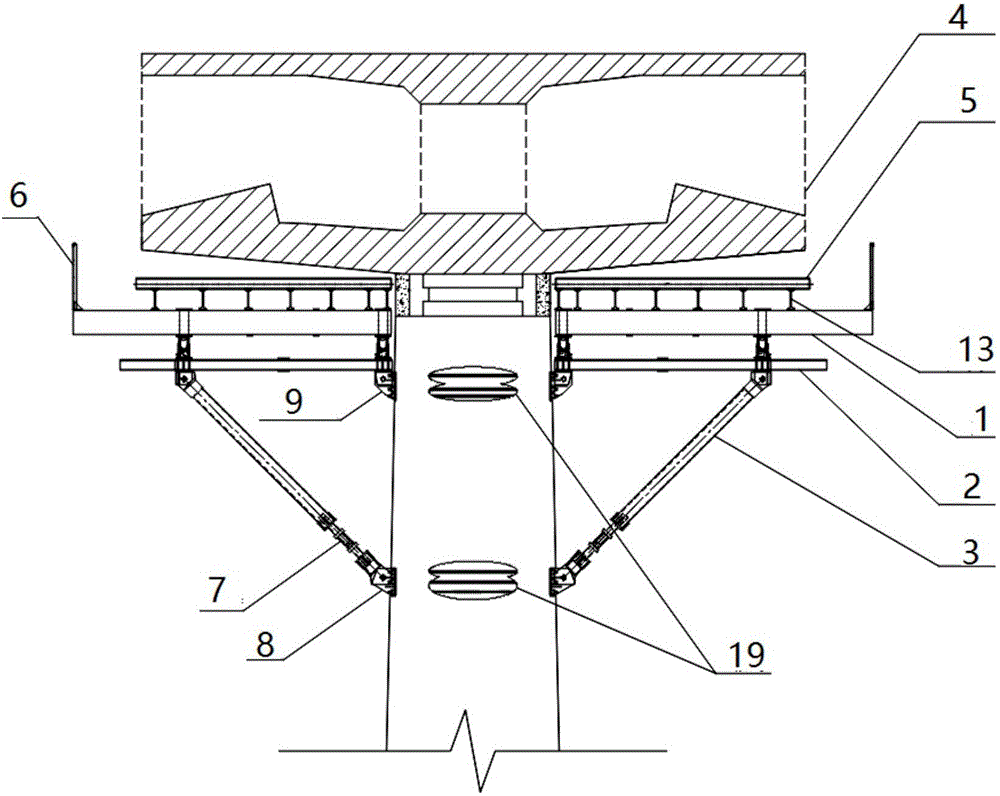 Support structure assisting in cantilever beam construction and construction method