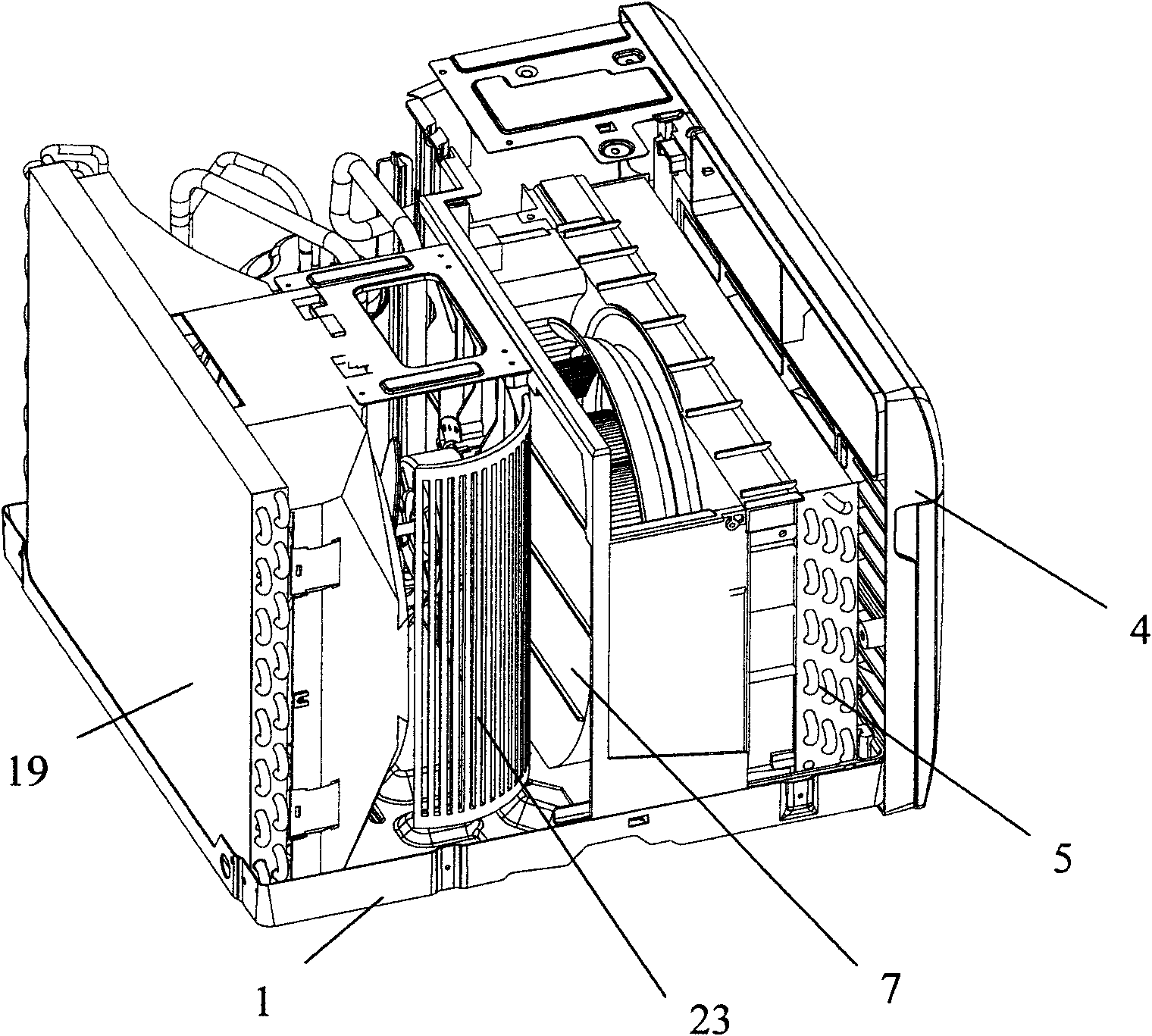 Window-type air conditioner with water coolant anti-spattering structure at outdoor side