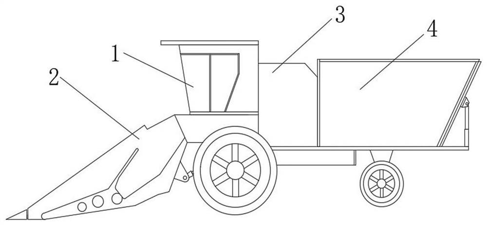 A harvesting device for silage corn harvesting