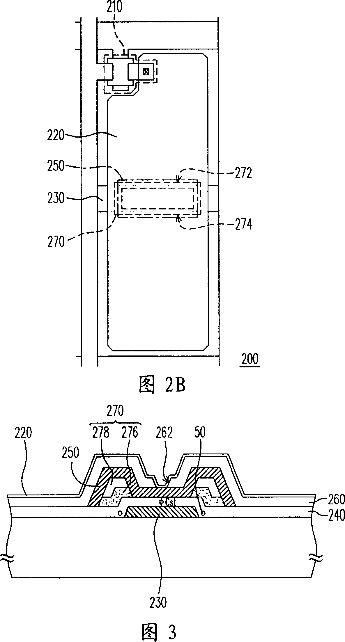 Picture element structure and manufacturing method and storage capacitance structure therefor