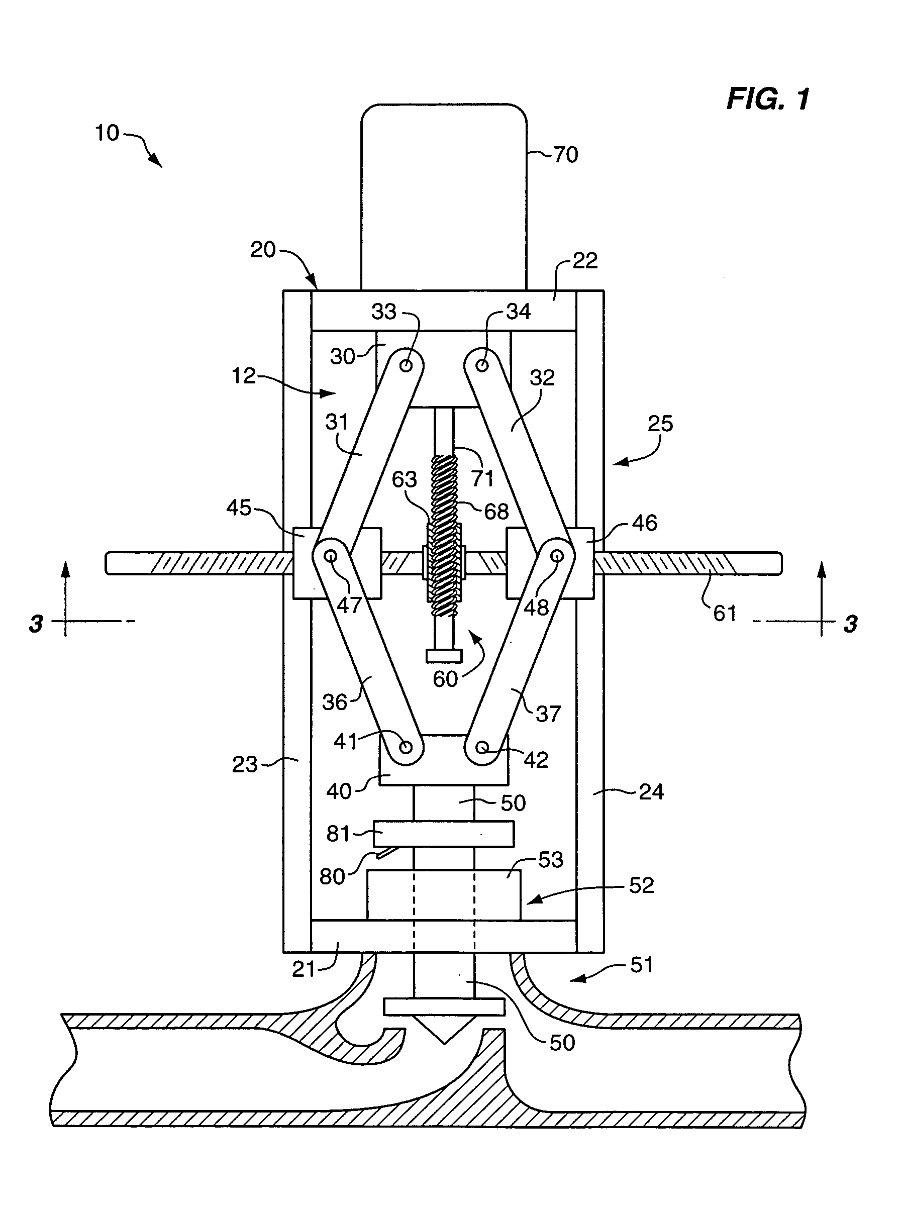 Scissor thrust valve actuator