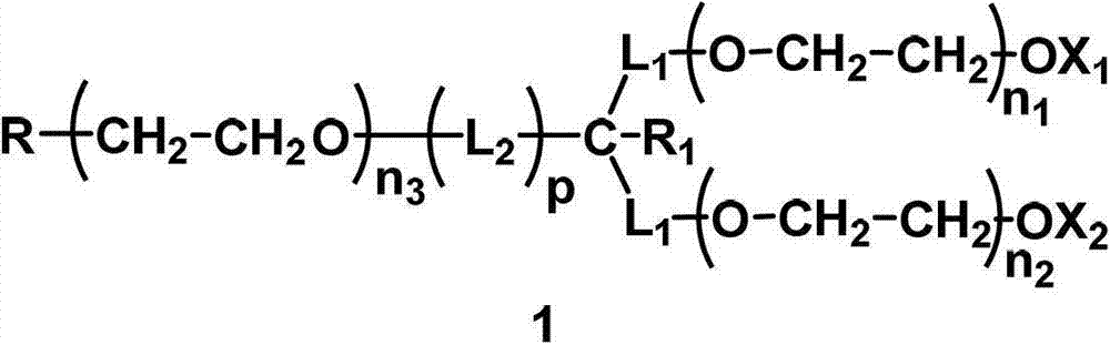 Monofunctional branched polyethyleneglycol