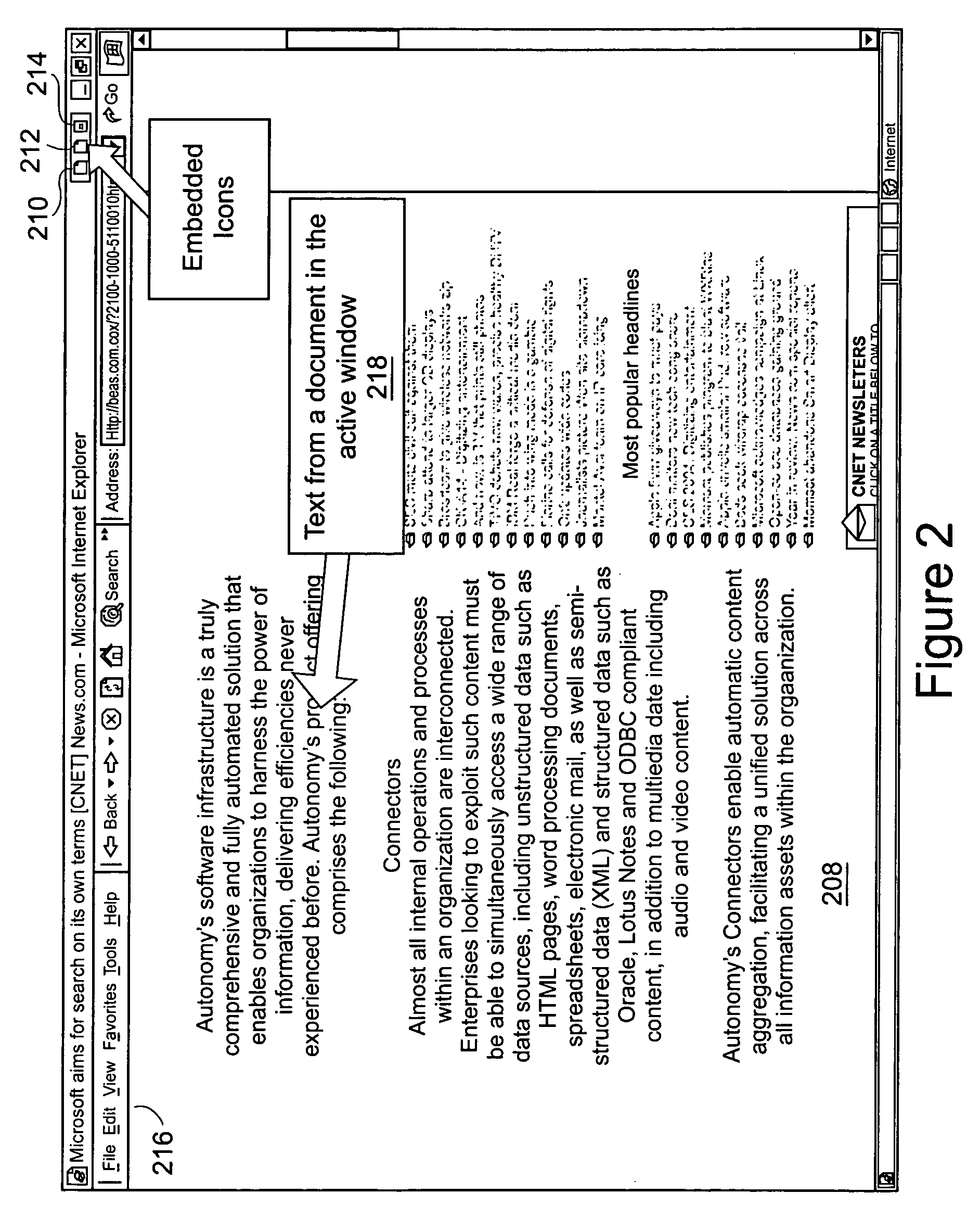 Methods and apparatuses to generate links from content in an active window