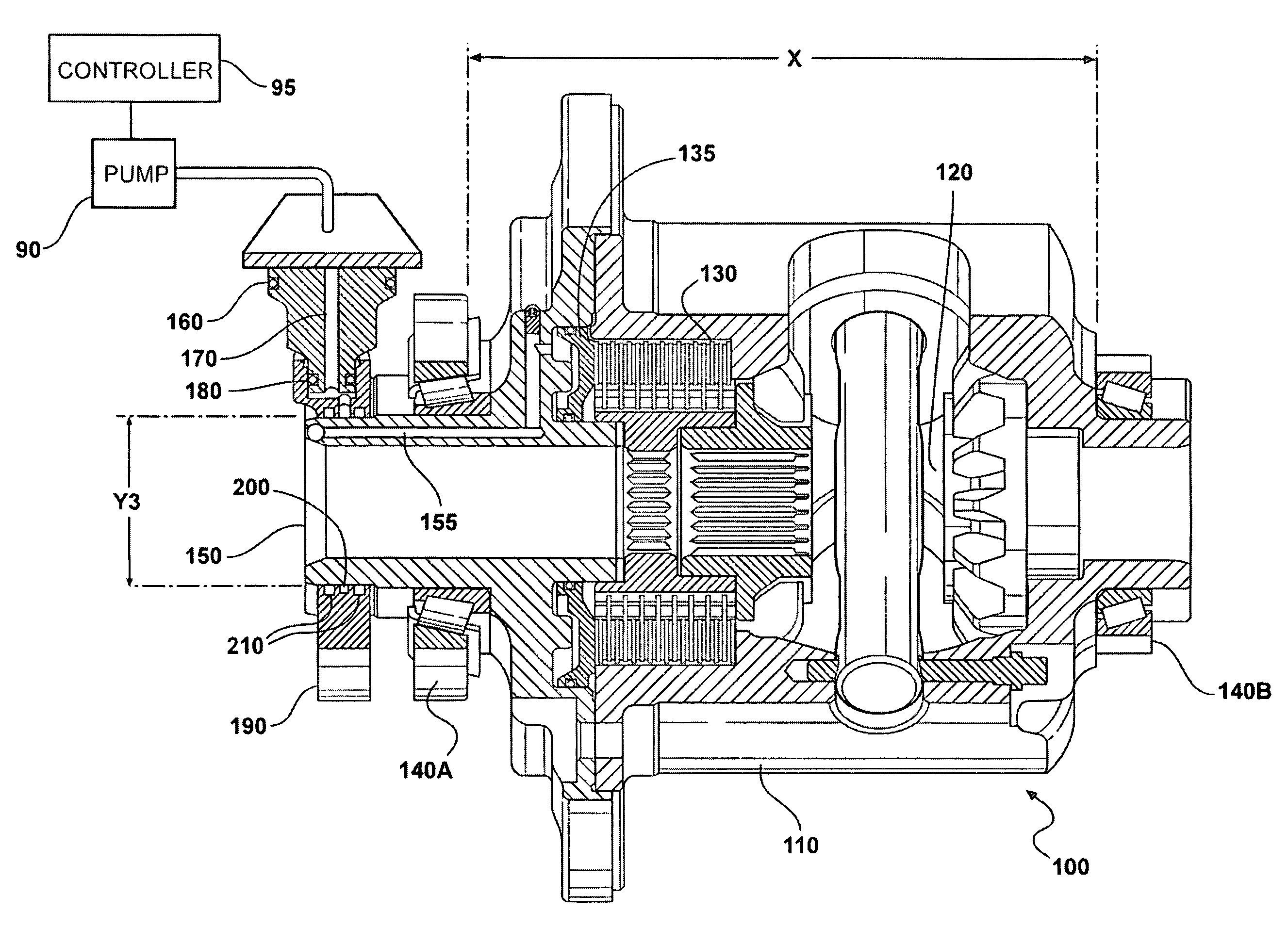 Hydraulically locking limited slip differential