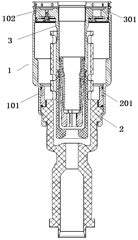 Crimping device for assembling moving end assembly of circuit breaker