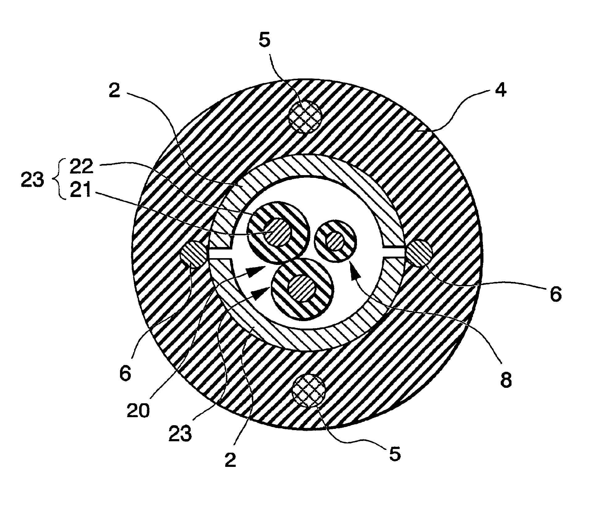 Optical cable having forming tape and rip cords