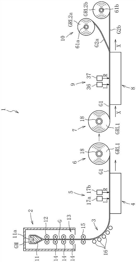 Glass film manufacturing method, glass roll manufacturing method, and glass film manufacturing device