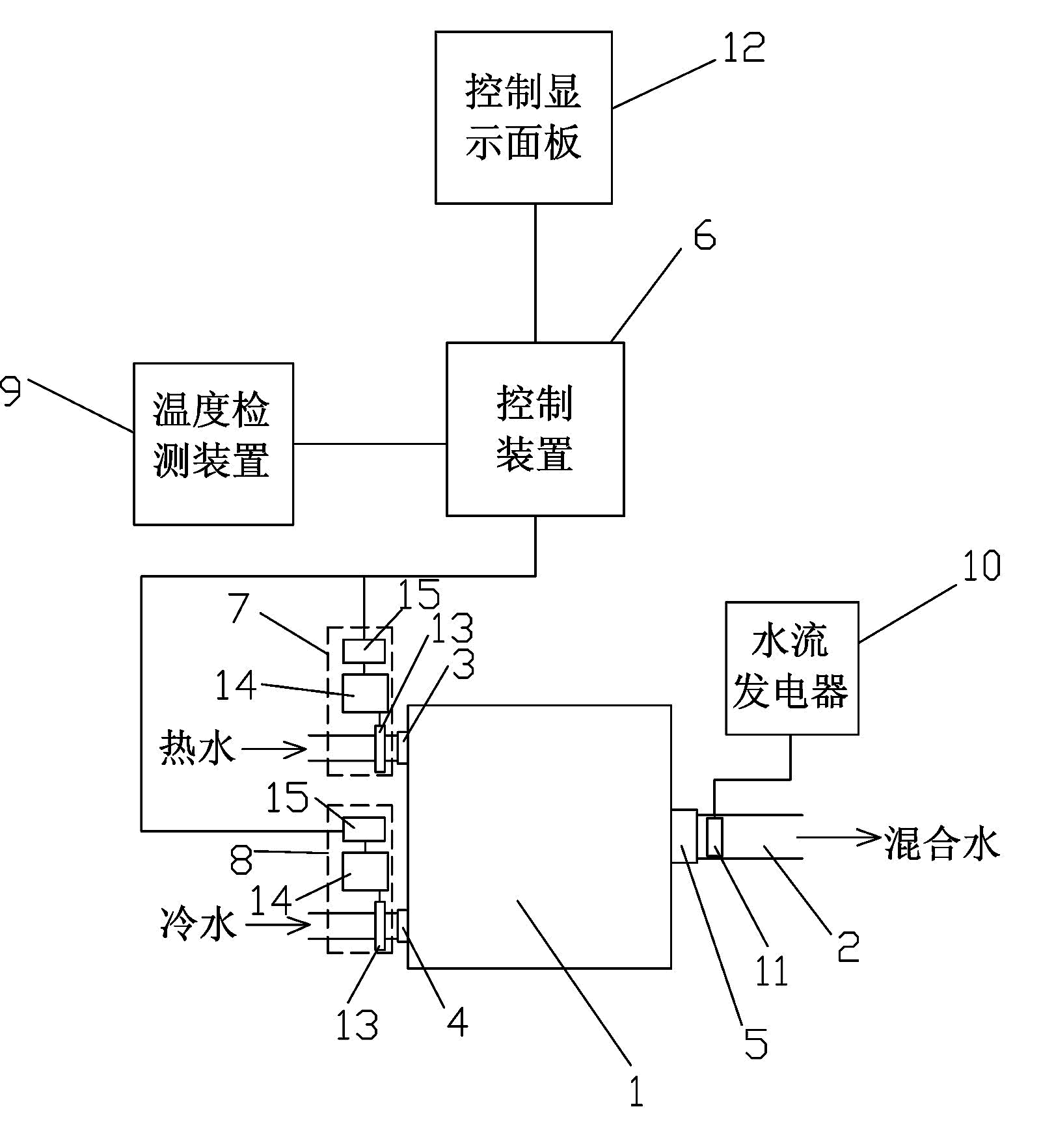 Electronic thermostatic water tap device