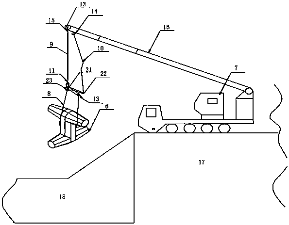Hoisting and automatic unhooking method of dike twisting body